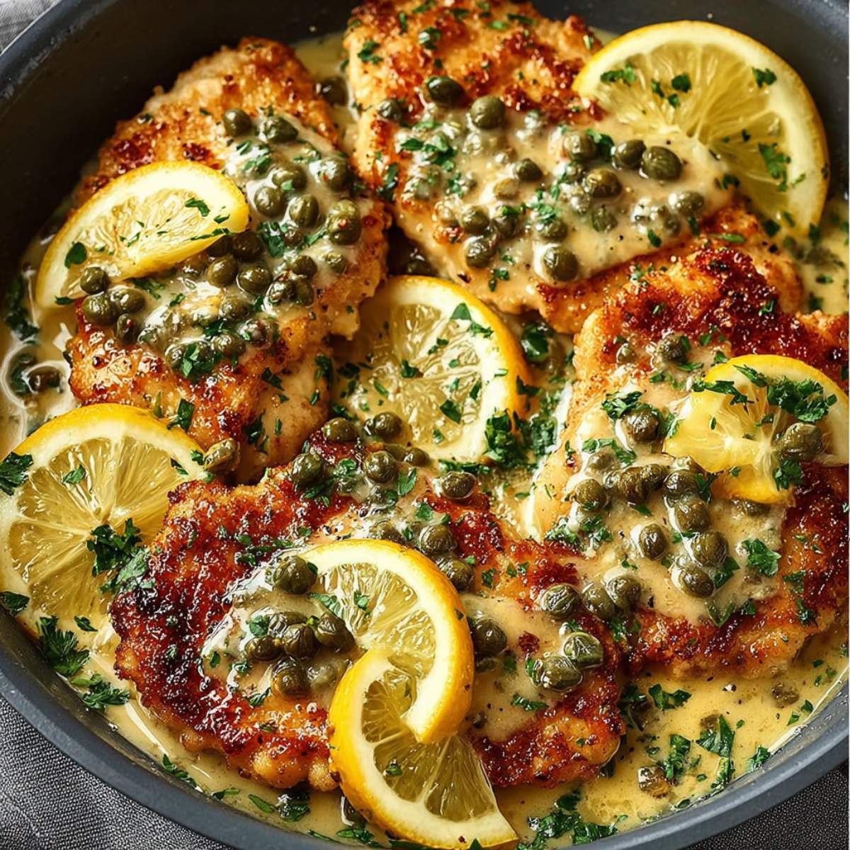 Lighter Mediterranean Chicken Piccata with Lemon & EVOO
